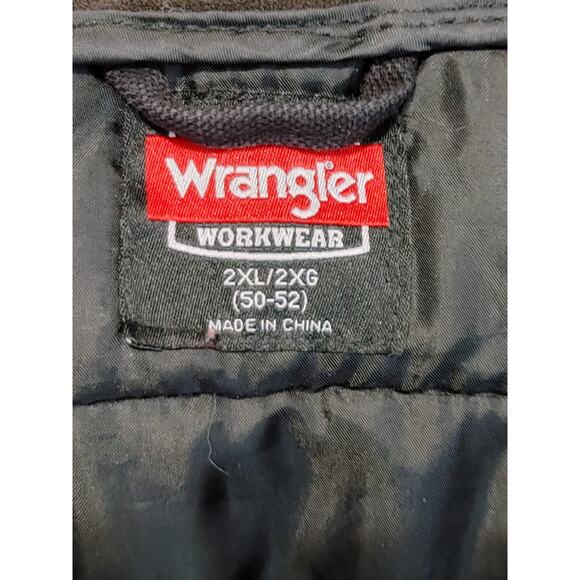 Wrangler Workwear Full Zip Denim Vest Jacket Hooded Pockets Black Mens 2XL - Picture 3 of 4